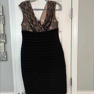 Elegant Black and Nude Lace Dress